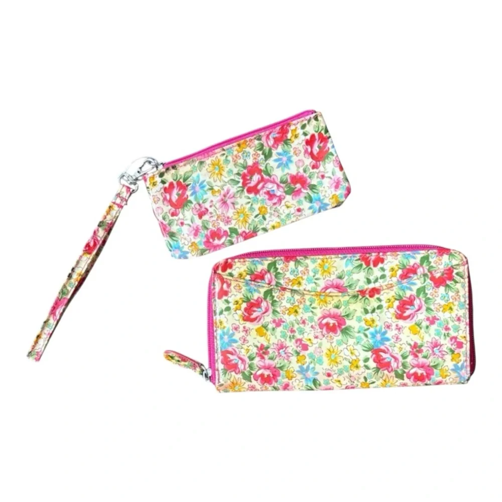 Floral Wristlet and Wallet Set - Picture 1 of 11